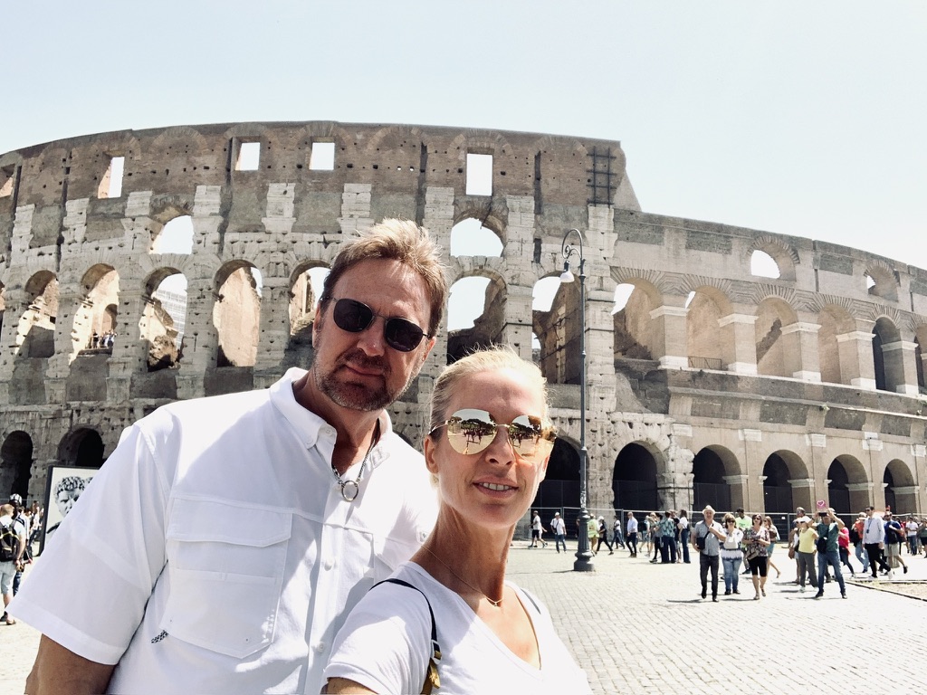 Mark and Jill outside the Colosseum