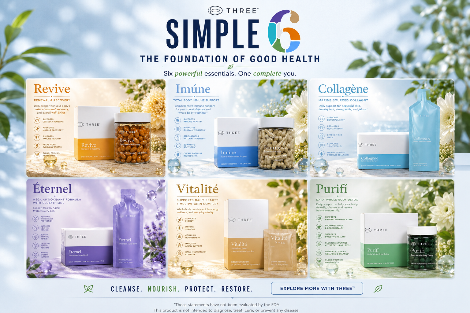 THREE SIMPLE 6 wellness product collection